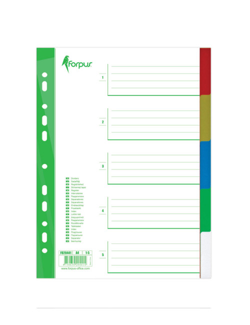 Ločilni listi A4 PP 1-5, barvni