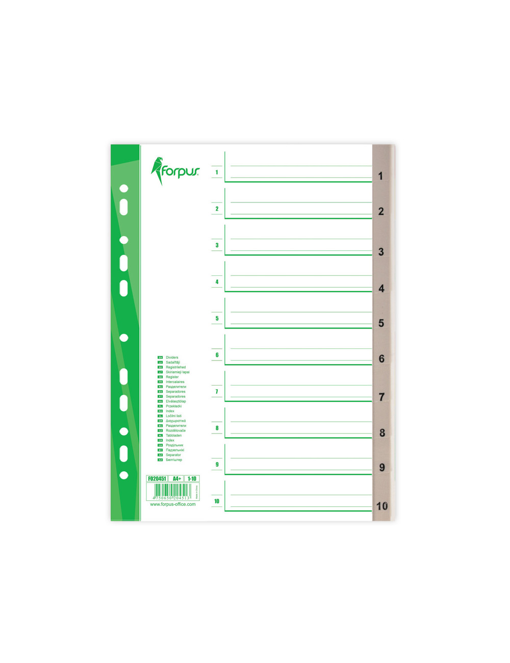 Ločilni listi A4+ PP 1-10