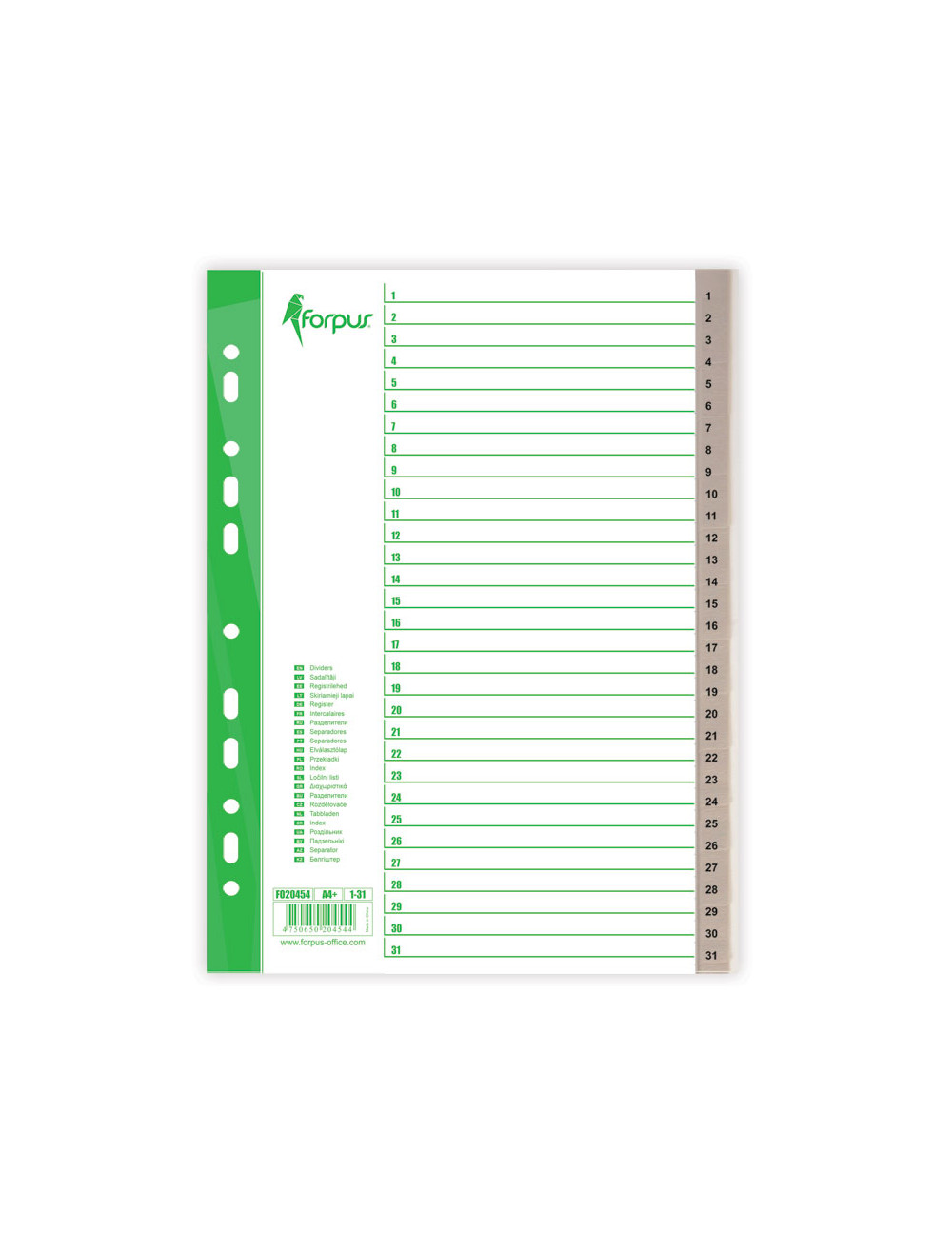 Ločilni listi A4+ PP 1-31